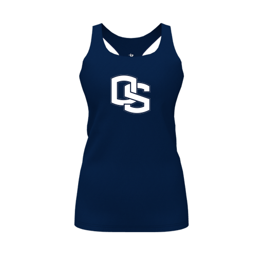 [FT0TRBNV-FYS-LOGO1] Decker Racerback Tank Top (Female Youth S, Navy, Logo 1)
