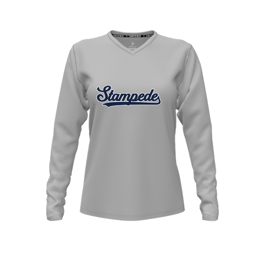 [CUS-DFW-TEES-CMF-VNK-LSL-GRY-FYXS-LOGO2] Decker Comfort T-Shirt (Female Youth XS, Gray, V Neck, Logo 2, Long Sleeve)