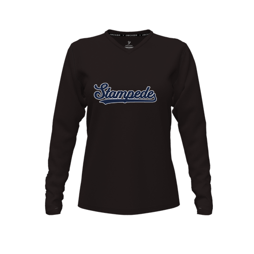 [FTLVPTBK-FYXS-LOGO2] Decker Performance T-Shirt (Female Youth XS, Black, V Neck, Logo 2, Long Sleeve)