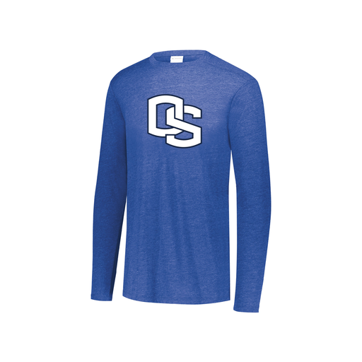 [FTLCUBRY-YS-LOGO1] Decker Youth Tri-Blend T-Shirt - Long Sleeve (Youth S, Royal, Logo 1)