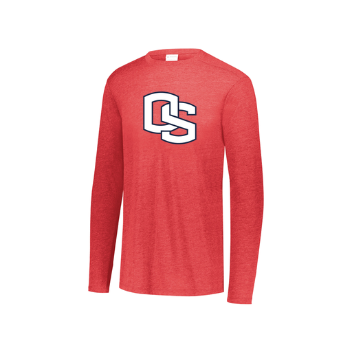 [FTLCUBRD-YS-LOGO1] Decker Youth Tri-Blend T-Shirt - Long Sleeve (Youth S, Red, Logo 1)