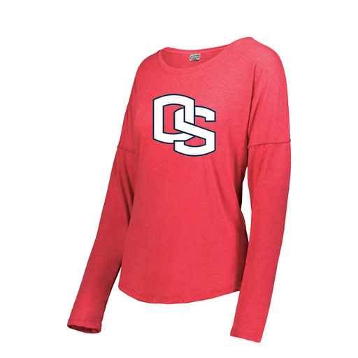 [FTLCUBRD-FAXS-LOGO1] Decker Women's Tri-Blend T-Shirt - Long Sleeve (Female Adult XS, Red, Logo 1)